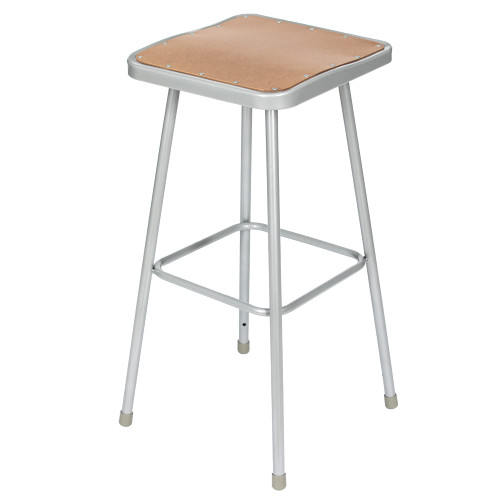 Premium Commercial-Grade All-Purpose Square Stool (30-inch Height, Gray Frame, Masonite Wood Seat, 2-Pack)