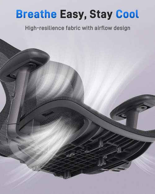 Ergonomic Office Desk Chair, Comfortable Computer Gaming Chair, Breathable Mesh Back & Seat, Adjustable Armrest, Lumbar Support, Butterfly Design for Home Office (Black)