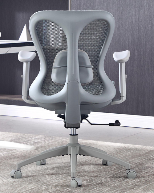 Ergonomic Office Desk Chair, Comfortable Computer Gaming Chair, Breathable Mesh Back & Seat, Adjustable Armrest, Lumbar Support, Butterfly Design for Home Office (Gray)