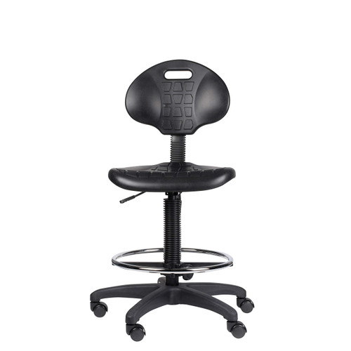 Height Adjustable Polyurethane Industrial Stool (Black, Armless, Stool Height)