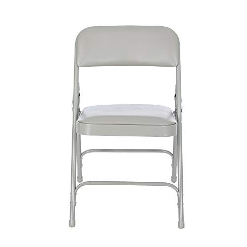 Premium Heavy Duty Vinyl Padded Folding Chairs with Triple Brace Support, 500 lb Capacity, Comfortable Cushion Seat and Back (4-Pack, Cloud Gray)