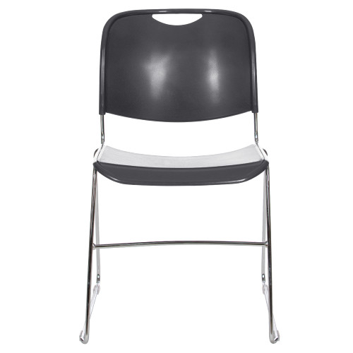 Ultra-Compact Plastic Sled Base Stack Chair (Dark Gray, 4-Pack)