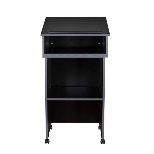 Full-Height Mobile Lectern with Detachable Tabletop Lectern (Black)