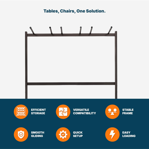 Folding Table & Chair Cart, Heavy Duty Industrial Grade Two Tier Steel Dolly with Wheels (42 Chairs and 8 to 10 Tables, Hanging Storage)