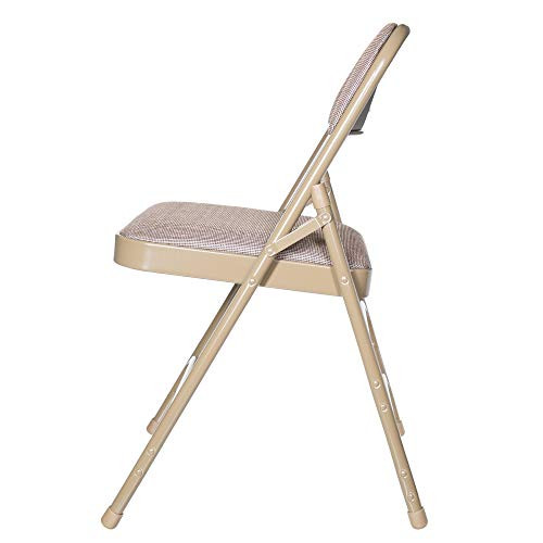 Premium Fabric Padded Upholstery Double-Hinged Triple-Braced Folding Chairs (4-Pack, French Beige)