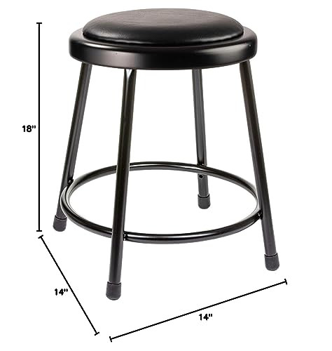 Premium Commercial-Grade All-Purpose Round Stool (18-inch Height, Black Frame, Vinyl Padded Seat, 2-Pack)
