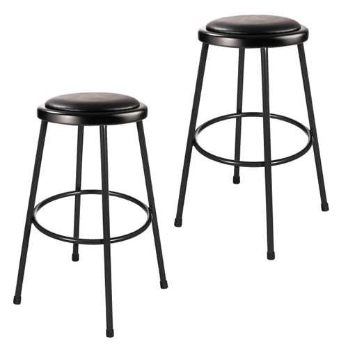 Premium Commercial-Grade All-Purpose Round Stool (30-inch Height, Black Frame, Vinyl Padded Seat, 2-Pack)