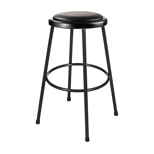 Premium Commercial-Grade All-Purpose Round Stool (30-inch Height, Black Frame, Vinyl Padded Seat, 2-Pack)