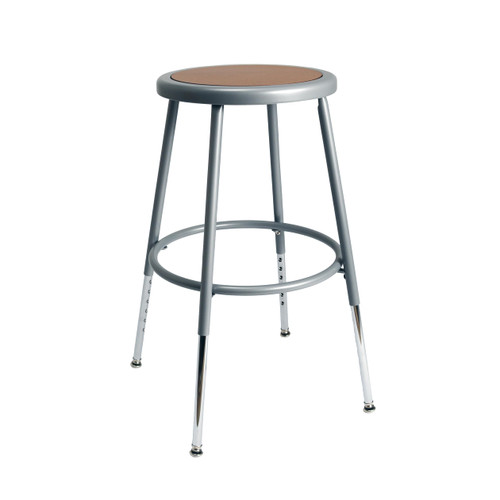 Premium Commercial-Grade All-Purpose Round Stool (Height-Adjustable, 18–27 inch Range, Gray Frame, Masonite Wood Seat)