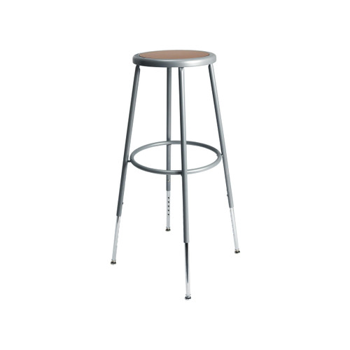Premium Commercial-Grade All-Purpose Round Stool (Height-Adjustable, 30–38 inch Range, Gray Frame, Masonite Wood Seat)