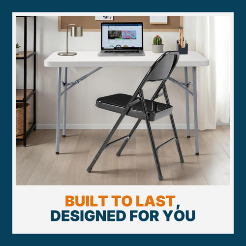  All-Steel Heavy-Duty Folding Chairs with 500 lb Weight Capacity (4-Pack, Black)