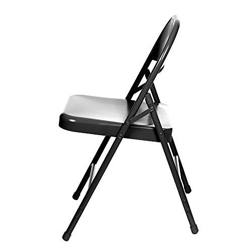  All-Steel Heavy-Duty Folding Chairs with 500 lb Weight Capacity (4-Pack, Black)