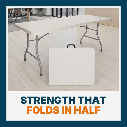 Heavy-Duty Commercial-Grade Fold-in-Half Utility Table (72 x 30 in, 1.75" Thick Top, Speckled Gray/Gray Frame)