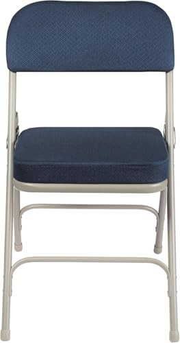 Heavy Duty, Industrial Grade, Premium Fabric Folding Chairs 2" Ultra Padded Seat Double Hinged Steel Frame (2 Pack, Blue/Gray)