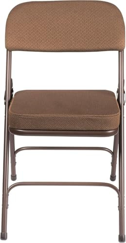 Heavy Duty, Industrial Grade, Premium Fabric Folding Chairs 2" Ultra Padded Seat Double Hinged Steel Frame (2 Pack, Gold/Brown)