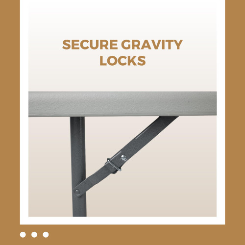 Rectangular Commercial-Grade Premium Industrial Fold-in-Half Blow-Molded Folding Table with 18-Gauge Steel Frame and Thick Top (Rectangle, 30" × 60", Speckled Gray Top)
