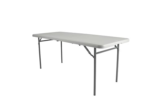 Rectangular Commercial-Grade Premium Industrial Fold-in-Half Blow-Molded Folding Table with 18-Gauge Steel Frame and Thick Top (Rectangle, 30" × 60", Speckled Gray Top)