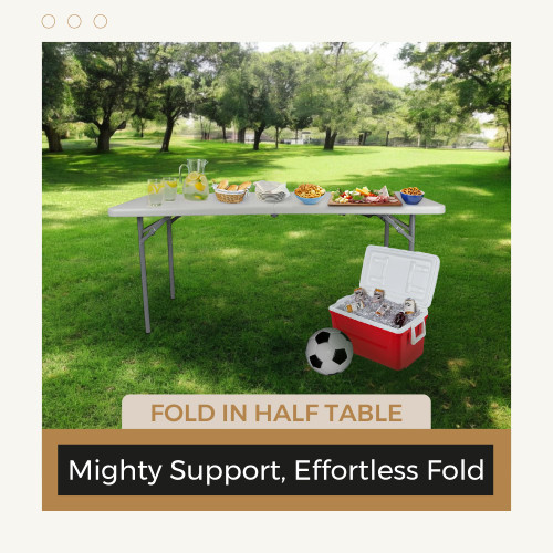 Rectangular Commercial-Grade Premium Industrial Fold-in-Half Blow-Molded Folding Table with 18-Gauge Steel Frame and Thick Top (Rectangle, 30" × 72", Speckled Gray Top)