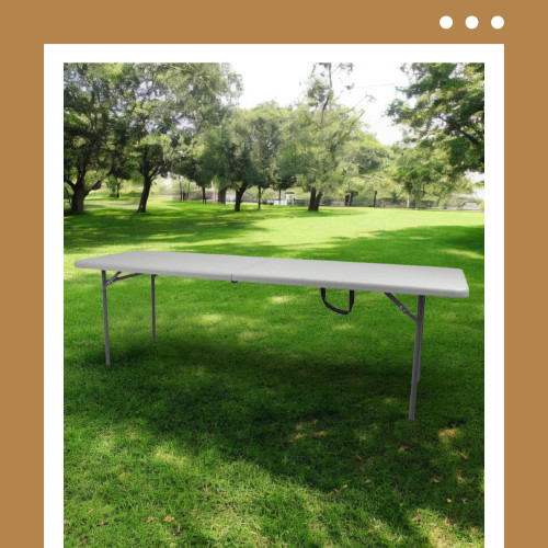 Rectangular Commercial-Grade Premium Industrial Fold-in-Half Blow-Molded Folding Table with 18-Gauge Steel Frame and Thick Top (Rectangle, 30" × 96", Speckled Gray Top)