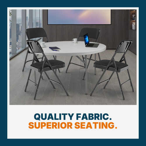 Heavy-Duty Premium Fabric Padded Upholstery Double-Hinged Folding Chairs (4-Pack, Classic Black)