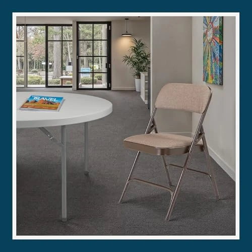 Heavy-Duty Premium Fabric Padded Upholstery Double-Hinged Folding Chairs (4-Pack, Honey Brown)