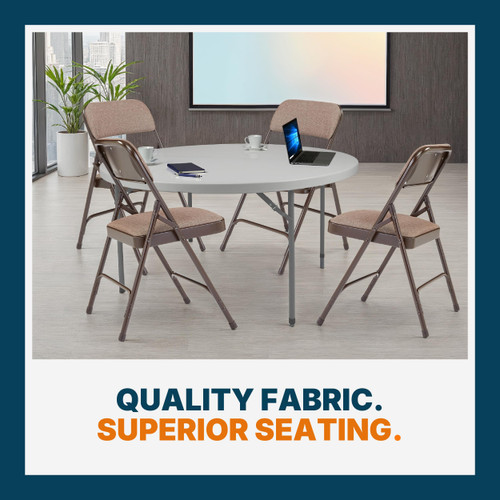 Heavy-Duty Premium Fabric Padded Upholstery Double-Hinged Folding Chairs (4-Pack, Honey Brown)