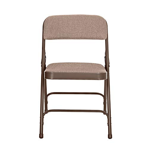 Heavy-Duty Premium Fabric Padded Upholstery Double-Hinged Folding Chairs (4-Pack, Honey Brown)