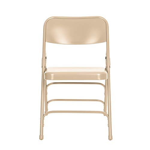 Premium Heavy-Duty All-Steel Folding Chairs, Triple-Braced Commercial Metal Chairs with Double Hinges, 500 lb Capacity (4-Pack, Beige)
