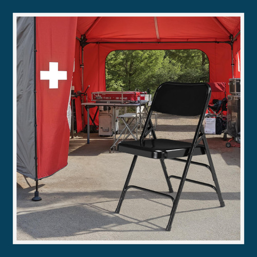 Premium Heavy-Duty All-Steel Folding Chairs, Triple-Braced Commercial Metal Chairs with Double Hinges, 500 lb Capacity (4-Pack, Black)