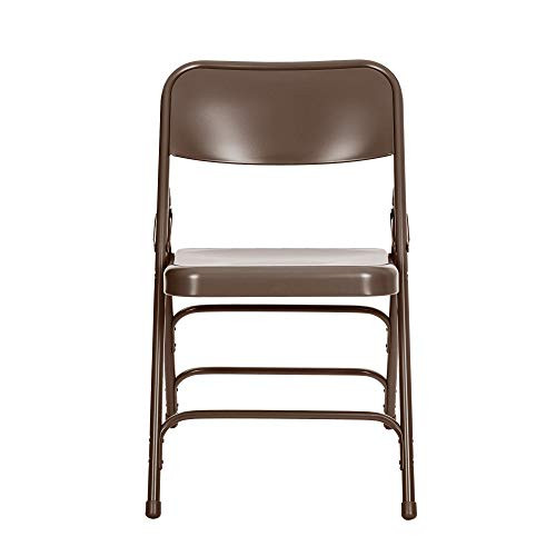Premium Heavy-Duty All-Steel Folding Chairs, Triple-Braced Commercial Metal Chairs with Double Hinges, 500 lb Capacity (4-Pack, Brown)