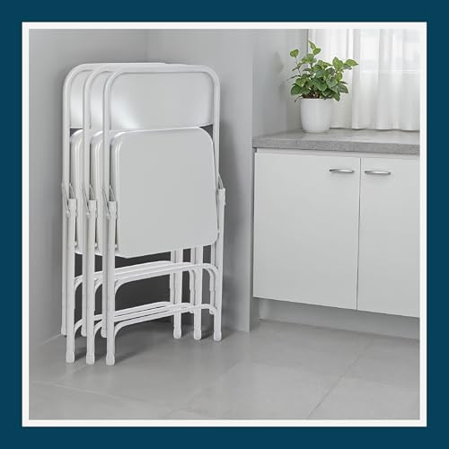 Premium Heavy-Duty All-Steel Folding Chairs, Triple-Braced Commercial Metal Chairs with Double Hinges, 500 lb Capacity (4-Pack, Gray)