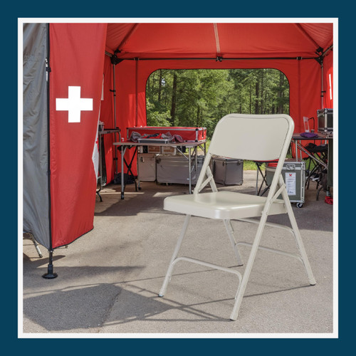 Premium Heavy-Duty All-Steel Folding Chairs, Triple-Braced Commercial Metal Chairs with Double Hinges, 500 lb Capacity (4-Pack, Gray)