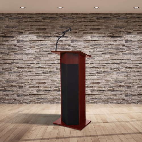 Core Sound Pro Series Floor-Standing Sound Lectern (No Microphone, AC Powered, Mahogany Finish)