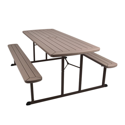 Heavy Duty Blow Molded Folding Picnic Table - Brown, Brown Frame