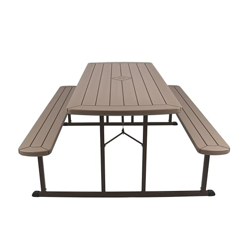 Heavy Duty Blow Molded Folding Picnic Table - Brown, Brown Frame