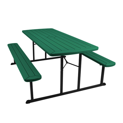 Heavy Duty Blow Molded Folding Picnic Table - Green, Black Frame