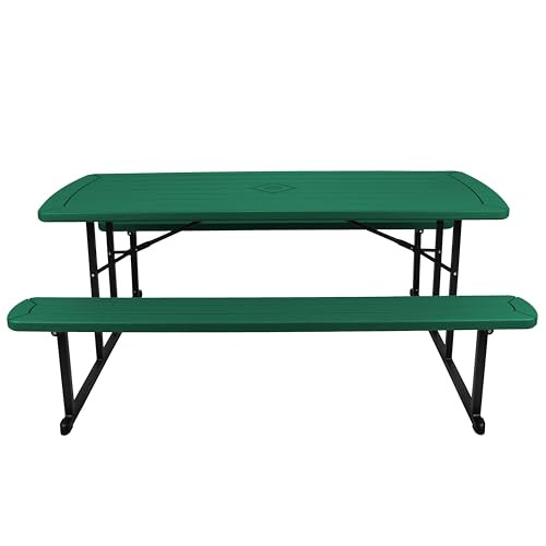 Heavy Duty Blow Molded Folding Picnic Table - Green, Black Frame