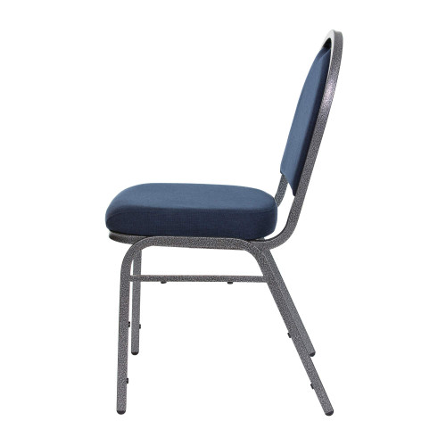 Dome Back Upholstered Stackable Banquet Chairs Premium Commercial Seating (2 Pack, Fabric, Midnight Blue, Silvervein Frame)