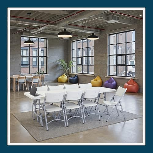 Rectangular Commercial-Grade Premium Industrial Folding Table, Heavy-Duty Blow-Molded Design with Thick Top and 17-Gauge Steel Frame (30" × 96", Speckled Gray Top)