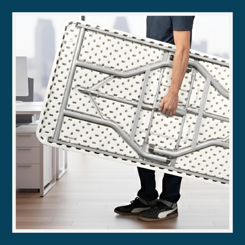 Rectangular Commercial-Grade Premium Industrial Folding Table, Heavy-Duty Blow-Molded Design with Thick Top and 17-Gauge Steel Frame (30" × 96", Speckled Gray Top)