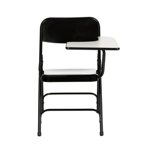 Heavy-Duty Folding Chairs with Tablet Arm, Steel Frame, Writing Surface, Dual Braces (2-Pack, Black, Left Handed)