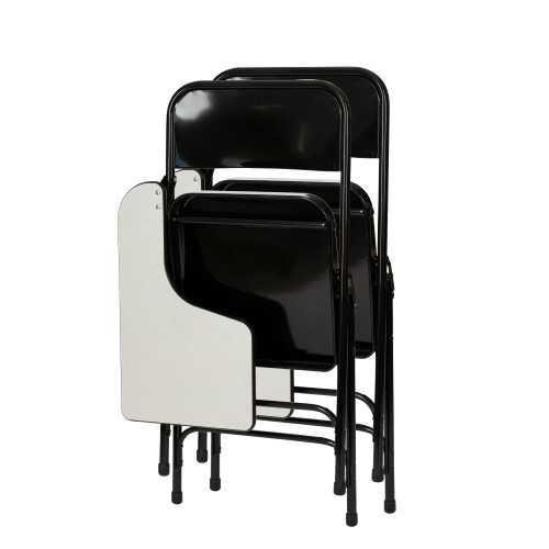 Heavy-Duty Folding Chairs with Tablet Arm, Steel Frame, Writing Surface, Dual Braces (2-Pack, Black, Right Handed)
