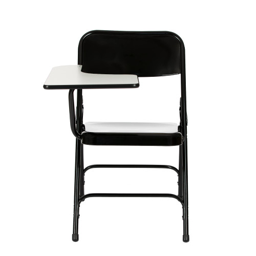 Heavy-Duty Folding Chairs with Tablet Arm, Steel Frame, Writing Surface, Dual Braces (2-Pack, Black, Right Handed)