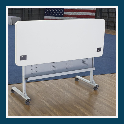 Commercial-Grade Premium Industrial Nesting Flip-Top Blow-Molded Training Table with Steel Frame and a 1.75" Thick Surface (24" × 60", Speckled Grey Top)