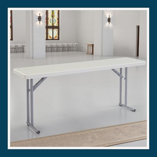 Commercial-Grade Premium Industrial Seminar Folding Table with Thick Blow-Molded Top and 16-Gauge Cantilever Steel Legs (Seminar, 18" × 72", Speckled Gray Top)