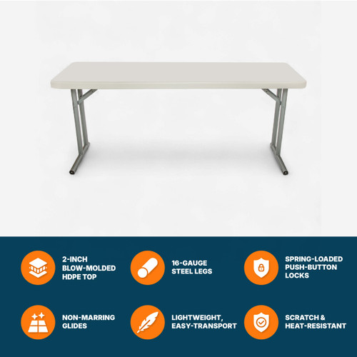 Commercial-Grade Premium Industrial Seminar Folding Table with Thick Blow-Molded Top and 16-Gauge Cantilever Steel Legs (Seminar, 18" × 72", Speckled Gray Top)