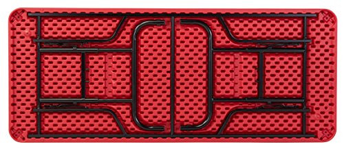 Adjustable-Height Commercial-Grade Premium Industrial Folding Table, 6-Foot Pedestal-Leg Design with 17-Gauge Steel Frame and Thick Double-Wall Top (72" × 30", Red Top)