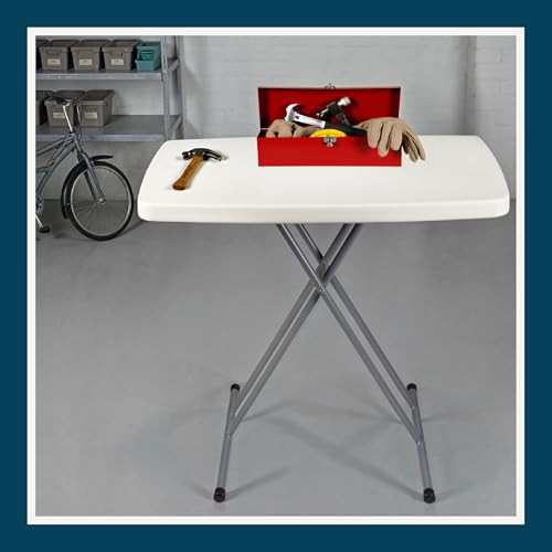 Personal Folding Table (30 x 20 in, 13 to 28 in Height, 6 Positions, Speckled Gray Top/Gray Frame)
