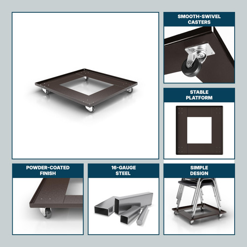 Folding Chair Dolly Black Powder Coated Steel Cart with Swiveling Casters (10 Chairs Fits OEF8100 and OEF9000 Series 1375 lb Capacity)
