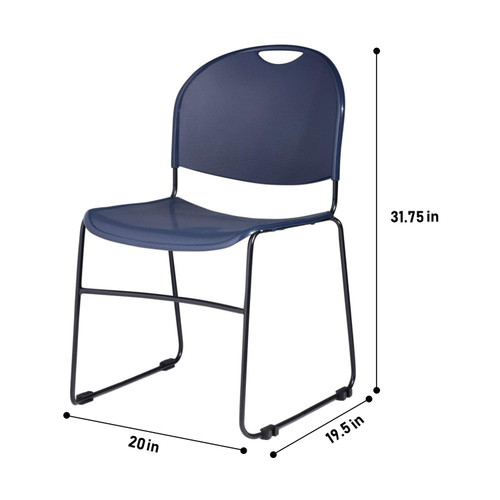 Ultra Compact Commercial Stack Chair (Navy Blue, 4-Pack)